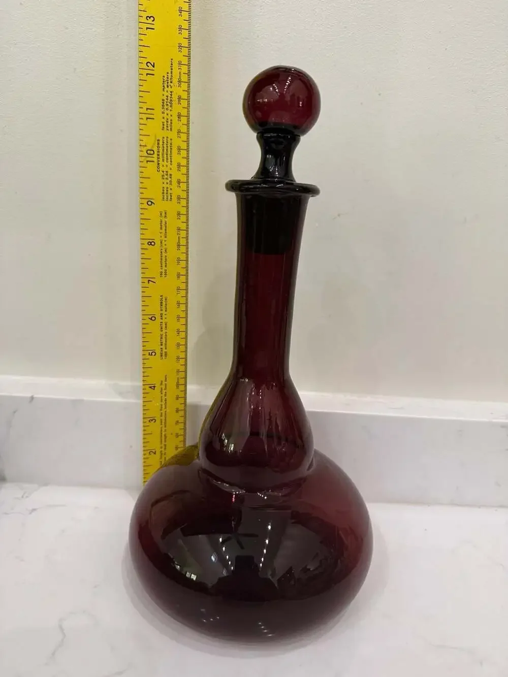 Vintage Mid-Century Handblown Amethyst Purple Glass Decanter with Stopper